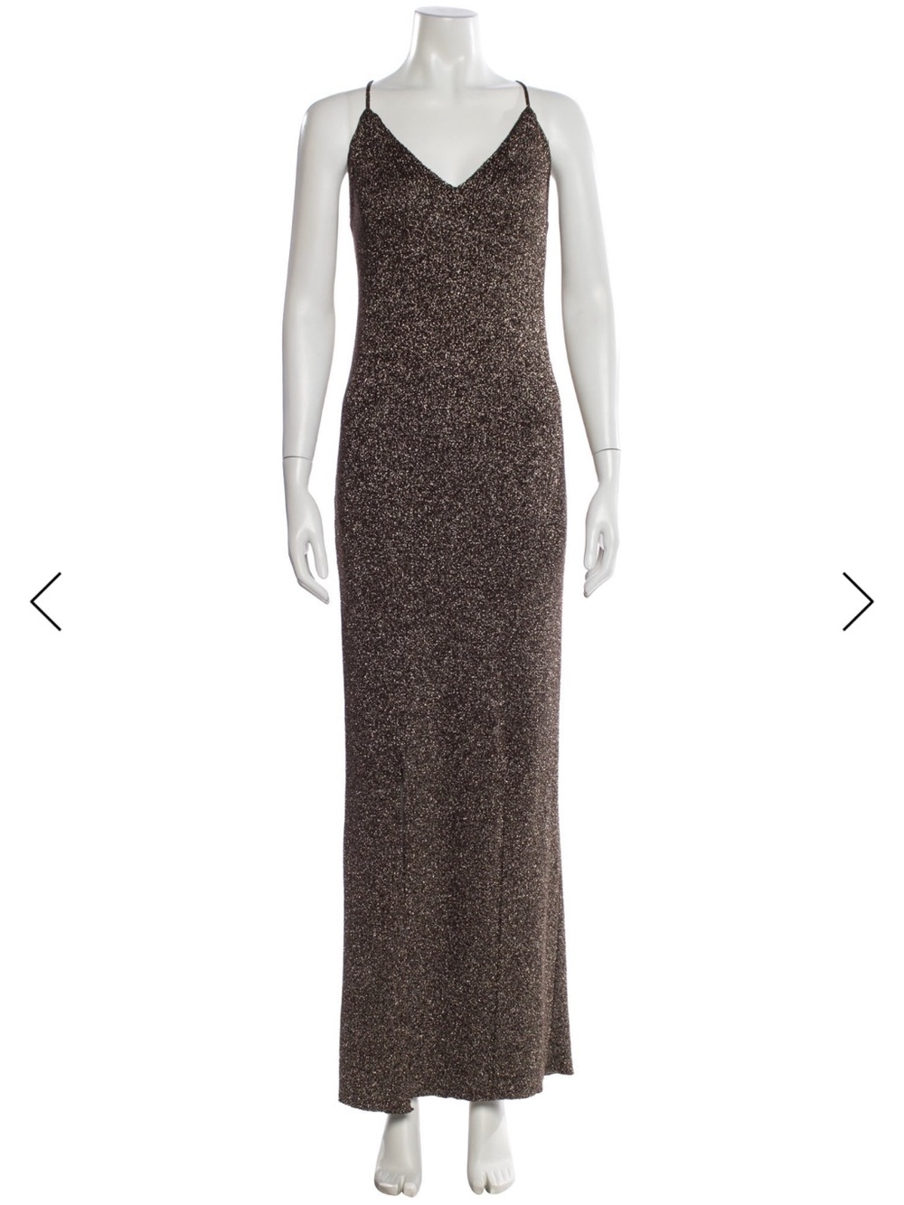 GANNI Metallic Brown Glitter Slip Maxi Dress - Women